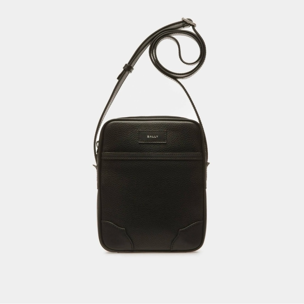 NWT BALLY Bord Leather Crossbody Messenger Bag - Black